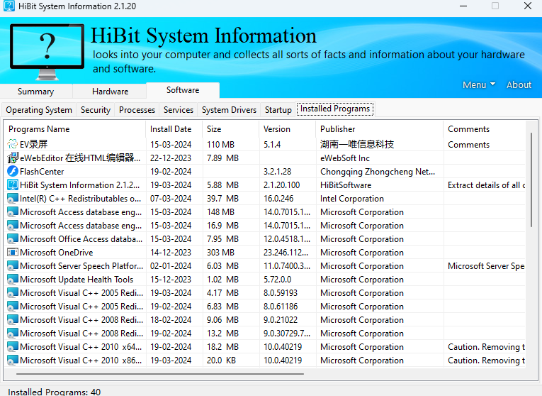 HiBit System Information